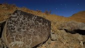 Rock art and night sky, timelapse