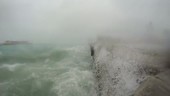 Storm waves hitting camera, Japan