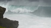 Storm waves on cliffs, Japan