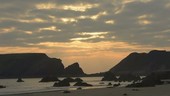 Rocky coast at sunset