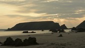 Rocky coast at sunset