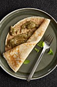 Wholemeal crêpe with kiwi and chia jam (diet)