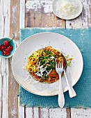 Vegetable pasta with savoy cabbage