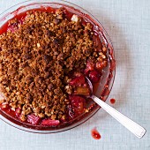 Strawberry and rhubarb crumble