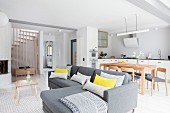 Bright, Scandinavian-style open-plan interior