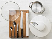 Kitchen utensils for making a quark and egg baguette