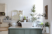 Christmas decorations in country-house kitchen