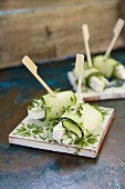 Courgette rolls with cheese and cress