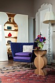 Unusually shaped designer furniture in living room