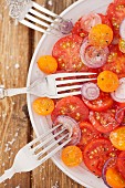 Tomato and Onion Salad with forks