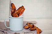 Sweet Potato Wedges with Chilli in a serving cup