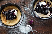 Blueberry and Mascarpone Pancakes in Skillets