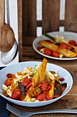 Braised fennel with tomatoes and pasta