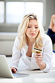 Woman doing purchase online