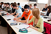 Students at university class