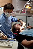 Dentist visiting man