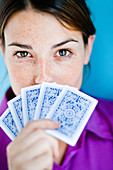 Woman playing poker