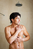 Man having a shower