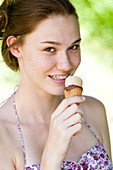 Woman eating an ice cream