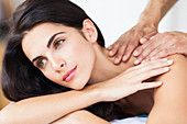 Woman receiving a back massage