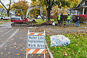 Water pipe replacement, Michigan, USA