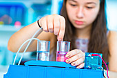 Girl experimenting with fuel cell
