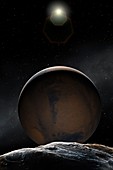 Artwork of Mars and Deimos