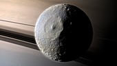 Artwork of Saturn and Mimas