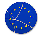 European union symbol on a broken plate
