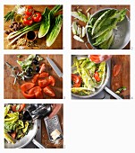 Geschmorter Römersalat mit Tomaten, Oliven und Parmesan zubereiten
