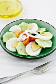 Cucumber salad with hard-boiled eggs
