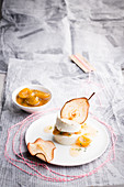 Goat's cheese turrets with pear crisps