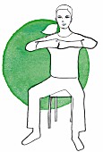 Illustration of a woman doing the 'finger wrestling' back exercise