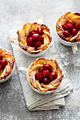 Small bread puddings with cherries
