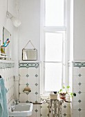Bathroom with vintage wall tiles in period apartment