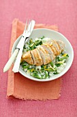 Grilled chicken breast with lemon rice and green beans