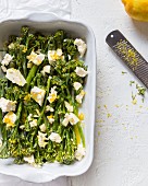 Oven-roasted broccolini with feta and lemon