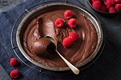 Chocolate and raspberry truffle ingredients