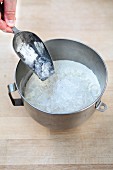 Crushed ice to cool liquids when baking bread