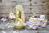 Various gift ideas made from green and lilac paper