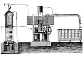 19th Century ice-making machine, illustration