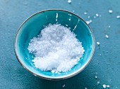 Sea salt in a blue bowl
