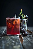 Black Cherry Bourbon Smash Cocktail