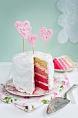 Pink rainbow cake for Valentines Day