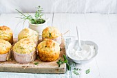 Spicy cheese muffins with herbs and yoghurt