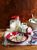 Jar and plate of Oats