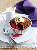 Apple, rhubarb crumble with Anzac biscuits
