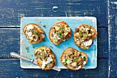 Crostini with oyster mushrooms and goat s cheese