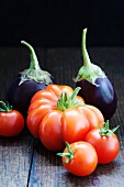Tomatoes and aubergines