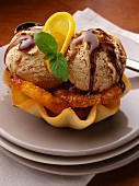 Caramel orange icecream dessert